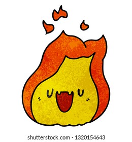 textured cartoon illustration kawaii cute fire flame