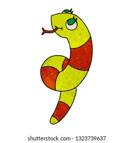 textured cartoon illustration kawaii of a cute snake