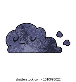 textured cartoon illustration of kawaii happy cloud