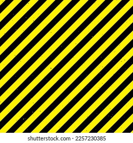 Textured caution tape seamless pattern. Yellow and black diagonal stripes repeated background. Danger warning wallpaper. Vector