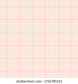 Textured checked seamless pattern in pink and cream. A geometric plaid vector repeat design.