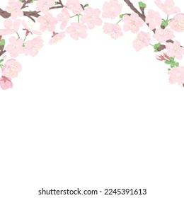 Tipo cuadrado del túnel de la flor del cerezo texturado. Ilustración vectorial.
