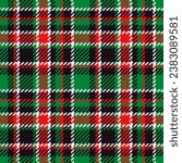 Textured Christmas tartan plaid in green, red, black