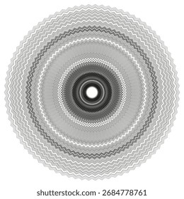 Padrão de círculo texturizado. Formas de linha concêntricas. Elemento Vetor abstrato. Projeto redondo detalhado. EPS 10.