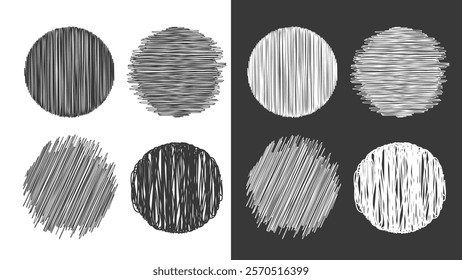 Textured circular abstract designs with rough patterns