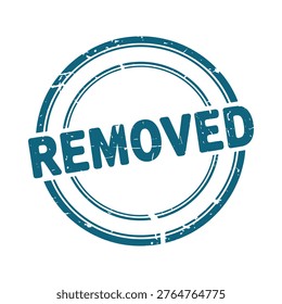 A textured circular stamp displays the word removed in bold dark blue lettering