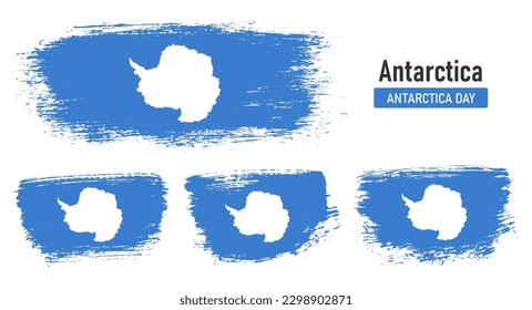 Textured collection national flag of Antarctica on painted brush stroke effect with white background