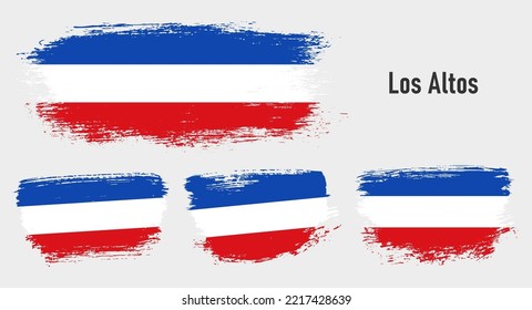 Textured collection national flag of Los Altos on painted brush stroke effect with white background