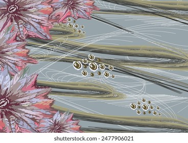 Textured colored floral bacground for textiles or fabric products. Bright tropical motifs for fashion trends, business concepts, scrapbooking, interior solutions, cards or tiles, prints on T-shirts