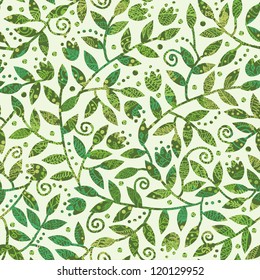 Textured Colorful Branches Seamless Pattern Background