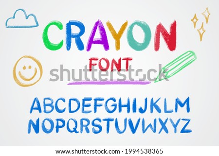 Textured Colourful Crayon Font With School Icons