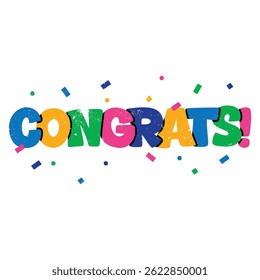 Textured Congrats Lettering Vector Design.