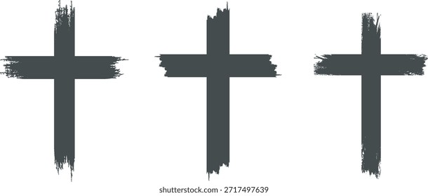 Conjunto de Elementos de Diseño gráfico cruzado texturizado para temas religiosos y espirituales. 