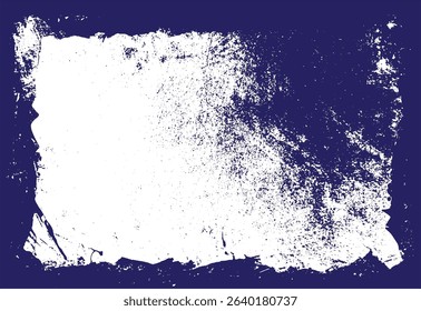 Textured dark blue frame with grunge effect border and distressed white background for design elements and creative concepts