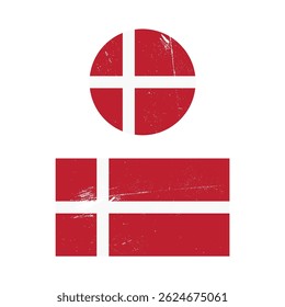 Texturizado Dinamarca Bandeira Set Vetor Design.