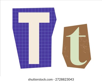 Textured Different letters T cut out of paper. Graphic element for a scrupbooking