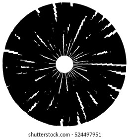 Textured disc, circle element. Monochrome geometric shape