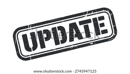 A textured distressed stamp with the word UPDATE imprinted signifying change or latest information