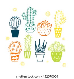 Textured doodle cacti color.