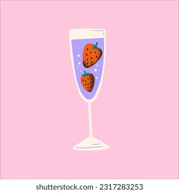 Textured Drink Cocktail With Strawberry