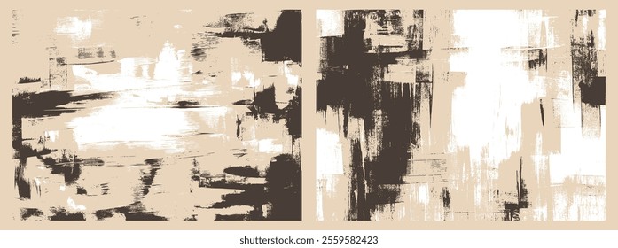 Textured edges, evoking a rhythmic composition inspired by intensity and balance, abstract backgrounds set with bold black and cream contrasts, featuring dynamic vertical strokes