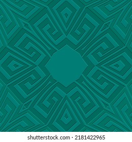 Textured emboss trendy 3d seamless pattern. Greek ornamental vector 3d background. Surface repeat backdrop. Relief geometric ethnic ornaments. Modern beautiful embossed design. Endless grunge texture.