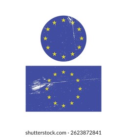 Texturizado Europa Bandeira Set Vetor Design.