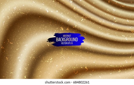 Textured fabric background with curved lines. Bronze satin swirl. Vector illustration for your graphic design.