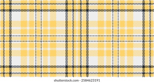 Textured fabric background texture, orange tartan pattern vector. Furry check seamless plaid textile in amber and white colors.