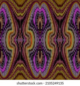 Texturierte Fantasy-Bänder nahtlose Muster. Tapisserie, ornamentaler Vektorhintergrund. Mosaik wiederholt ethnischen Hintergrund. Modernes Ornament. Grunge Stickereien Stil Rand Design. Unendliche bunter Moirtextur.