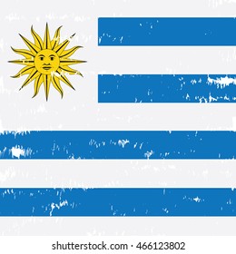 Textured flag of Uruguay, Vector illustration