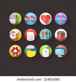 Textured Flat Icons for mobile and web applications Set 1