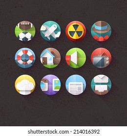 Textured Flat Icons for mobile and web applications Set 3