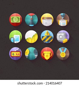 Textured Flat Icons for mobile and web applications Set 2