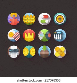 Textured Flat Icons for mobile and web applications Set 6
