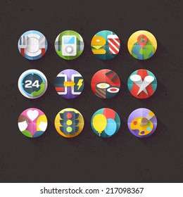 Textured Flat Icons for mobile and web applications Set 5