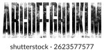 Textured Font. Destroyed Letterpress Texture Ultra Condensed Font. Extremely detailed, individually textured characters with a distressed, weathered printed texture. Part 1 of 2