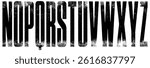 Textured Font. Rough Letterpress Texture Ultra Condensed Font. Extremely detailed, individually textured characters with a distressed, faded printed texture. Part 2 of 2