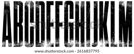 Textured Font. Rough Letterpress Texture Ultra Condensed Font. Extremely detailed, individually textured characters with a distressed, faded printed texture. Part 1 of 2