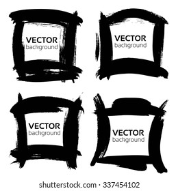 Textured frames from big paint strokes set isolated on a white background
