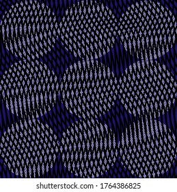 Textured geometric seamless pattern with repeated stabilize circles form on trendy phantom blue background. Contemporary grid design for textile, home decor, printing on tiles, wallpaper, package.