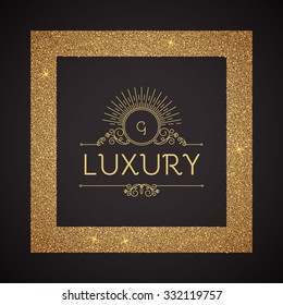 Textured Gold Frame with Elegant Vignette. Vector illustration.