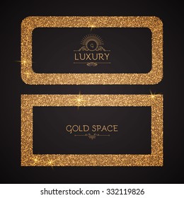 Textured Gold Frame with Elegant Vignette. Vector illustration.
