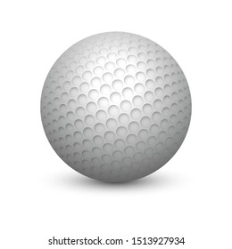 Textured golf ball with shadow or shade. American or british USGA sphere for outdoor game. Mockup or closeup of object for sport game. Play and sporting, recreational and competition theme