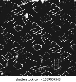 Textured graphic pattern with doodles. Black and white square backdrop.