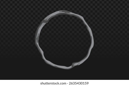 Textured gray smoke-ring with jagged edges, perfect for mystical book covers, spell effect graphics, or abstract art overlays. Organic vector boundary element.