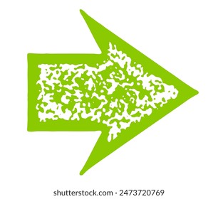 Textured green arrow pointing right, perfect for directional and UI designs. Vector illustration.