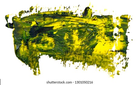 Textured green and black oil paint brush stroke, isolated on white background, eps10 vector illustration.