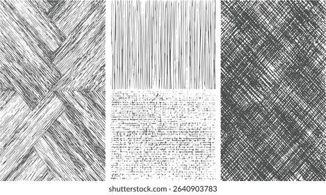 Textured grey patterns collection hand drawn vector graphics for design and digital applications