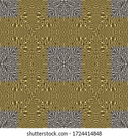 Textured grunge 3d plaid vector seamless pattern. Ornamental striped grungy tartan background. Repeat geometric dirty backdrop. Rough surface endless texture. Wallpaper. Fabric design. Template.